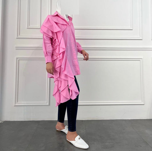 PINK RUFFLE SHIRT